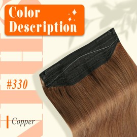 Full Shine Wire Hair Extensions Human Hair Short Hair Extensions 10 Inch One Piece Hidden Crown Fish Line Extensions Add Volume 50 Grams Color 330 Copper