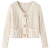 Flygo Cropped Cardigan Sweaters for Women Long Sleeve Cable Knit