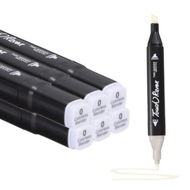 PATIKIL Dual Tip Alcohol Art Markers, 6 Pcs Black Barrel Alcohol Markers with Brush Tip and Fine Tip for Illustration Artist Adult Coloring Drawing Permanent Sketching, Transparent