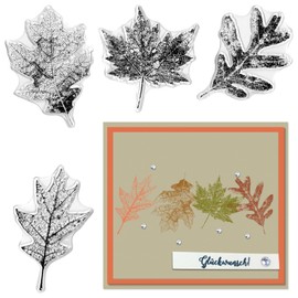 Hying 4 PCS Maple Leaves Clear Stamps for Card Making, Fall Leaf Rubber Stamps Autumn Leaves Transparent Stamp Seal for Crafting DIY Scrapbooking Photo Album Decorations