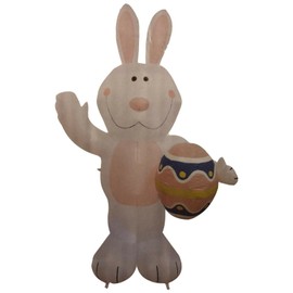 Decor 7' Air Blown Inflatable White Easter Bunny Holding Egg Yard Decor