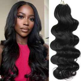 Body Wave Feather Crochet Human Hair Extensions Pre Looped Hair Extensions Body Wave Knotless Soft Pre-Separated Crochet Human Hair Natural Color 16inch 120g