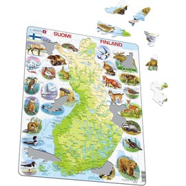 Larsen Puzzles Finland Map with Animals 78 Piece Children's Educational Jigsaw Puzzle