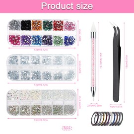 5600PCS Nail Gems, Nail Rhinestones for Craft, Rhinestones Hotfix Kit, Crystals Nail Bedazzling Kit with Nail Pearls Pick Up Tweezers Dotting Pen for Crafts Nails Face Decoration