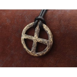 Hand Hammered Solar Cross, Sun Wheel, Viking Cross, Wheel of Life, Viking Norse Jewelry Pendant Necklace
