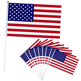 10pcs Small USA America Flags on Sticks for Oly Decorations,American Handheld Flags Mini America Stick Flag Hand Wave Flags for Oly 2024,Sports Events American Party Decorations