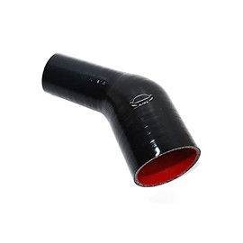 TenkeAuto High Performance 4-Ply Reinforced 2"-3" ID 45 Degree Elbow Reducer Coupler Silicone Hose Turbo/Intercooler/Piping (2''-3'', BLACK)