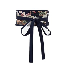 Inzegao - Cinturón japonés Obi para mujer para kimono Yukata con lazo floral ancho, Azul Oscuro Estilo a, Talla única