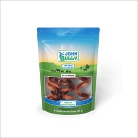 John Bully Collagen Spring 5"-6" 4PK, The Best Option for Your Dog, 100% Natural, Rich in Protein, Highly Digestible, Gluten Free,Premium Grade Quality,Odor Free The Real Collagen