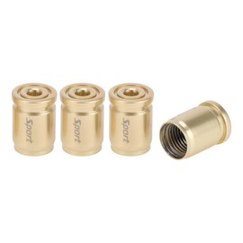 Partuto 1 Set 13x9.5x10mm Universal Tire Valve Stem Caps - Car Wheel Valve Cap Anti Crash Valve Stem Cover Tyre Valve Dust Cap Tire Valve Cap for Car SUV Bike - Stainless Steel Gold Tone