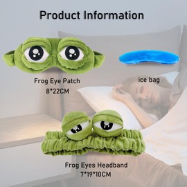 Pack of 2 Frog Eye Mask, Travel Eye Mask, Sleeping Mask for Children, Sleeping Mask, Blindfold, 3D Lint, Frog, Sleeping, Funny Novelty Eye Cover, Eyeshade Travel Mask