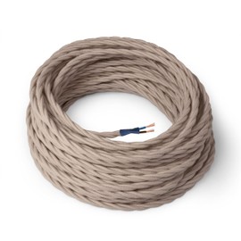 Amarcords - Textile cable for lamps, grape grey, braided, cotton, 5 metres, with 2 conductors 2 x 0.75 - fabric cable covered with coloured vintage fabric for chandeliers, wall lamps and lampshades