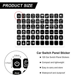 KVAEY 120 PCS Car Decal Stickers, Graphic Text Auto Rocker Switch Labels, Universal Waterproof Rocker Toggle Switch Panel Stickers for Dashboard Boat RV Car Truck (8, Vertical)