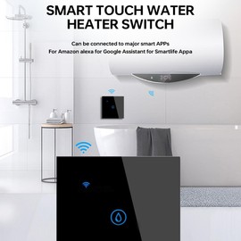 Acmerota Smart Immersion Heater Timer Switch,Black Smart Water Heater Timer Switch 20A 4000W,Compatible for Google Home for Alexa, for Smart Life APP Tuya, with 45mm Deep Box