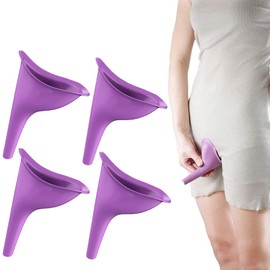 Orinal Femenino,Orinal Mujer Embudo De Silicona,Reutilizable Urinario Femenino portatil para Mujeres De Pie para Orinar,Adecuado para Camping,Actividades Al Aire Libre,Viajes,4 piezas Violeta