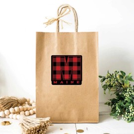 Retroplanet Vinyl Sticker; Maine M Plaid, State Pride, Die Cut Sticker