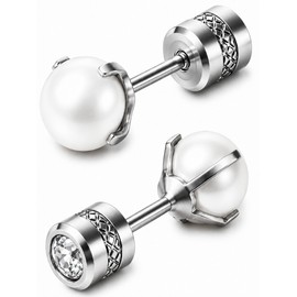 【Wear All Day/Hypoallergenic】 CCopan Earrings, Hypoallergenic, First Earring, Second Earring, Surgical Stainless Steel, Men's, Women's, Screw Type, For Both Ears, 2-piece Set, Stainless Steel, No