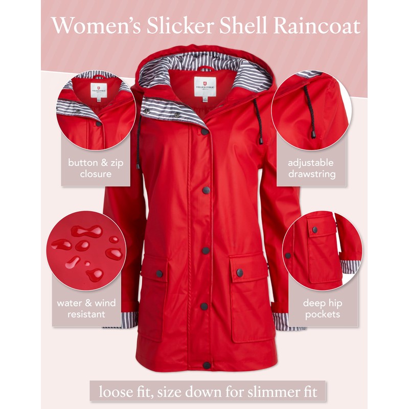 URBAN REPUBLIC Rain Jacket Women - Lightweight Waterproof Windbreaker for