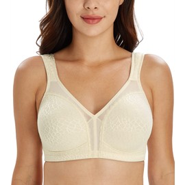 Lemorosy Women's Plus Size Full Coverage Non Padded Wireless Minimizer Bra -Comfort and Double Support (44B, Nude)