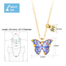 Best Friend Necklace - Friendship Necklace Butterfly Cute Necklaces, Matching Bff Necklace for 2 Girls | Best Friend Jewellery Gifts for Women Friendship Birthday Gifts Christmas with Card, Purple