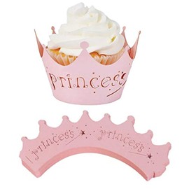 EROSPA® Cupcake Decoration Muffin Wrappers Toppers - Pack of 10 - Princess - Pink
