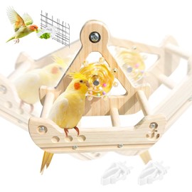 Bohrma Swing Barsch für Vögel, Papageischwung Barsch, Piratenschiff Holzpapagei Laufrad, Vogelkäfig -Klettern Spielzeug ruhen Platz für Vögel physische Fitness für Schlafzimmer, Balkon, Wohnzimmer