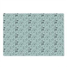 Lunarable Hipster Cutting Board, Hobby Themed Repeating Pattern of Sketchy Style Sewing Elements and Tools, Decorative Tempered Glass Cutting and Serving Board, Large Size, Charcoal Grey White