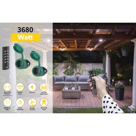 SEC 24 Radio Sockets with Remote Control Outdoor, Switchable Radio Socket Set for Outdoor Use, 2 Sockets with Remote Control for Holiday Decoration Outdoor, IP44, 3680 W