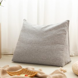 Haguko Triangular Comforter Storage Bag/Wedge Pillow Cover Linen Like - Multi-Use Pillow, Cushion & Bedding Insert Cover - Stuff with Clothes, Blankets for Extra Storage (26.7x20.5x10.2 in, Grey)