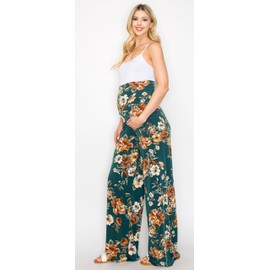 My Bump Women's Maternity Casual Bohemian Damask Palazzo Pants W/Tummy Control (LOAX H.Green, SM)