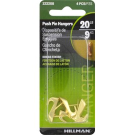 Hillman Fasteners 122208 Push In Hanger For 20-Pounds, Brassh Finish (Pack of 4)