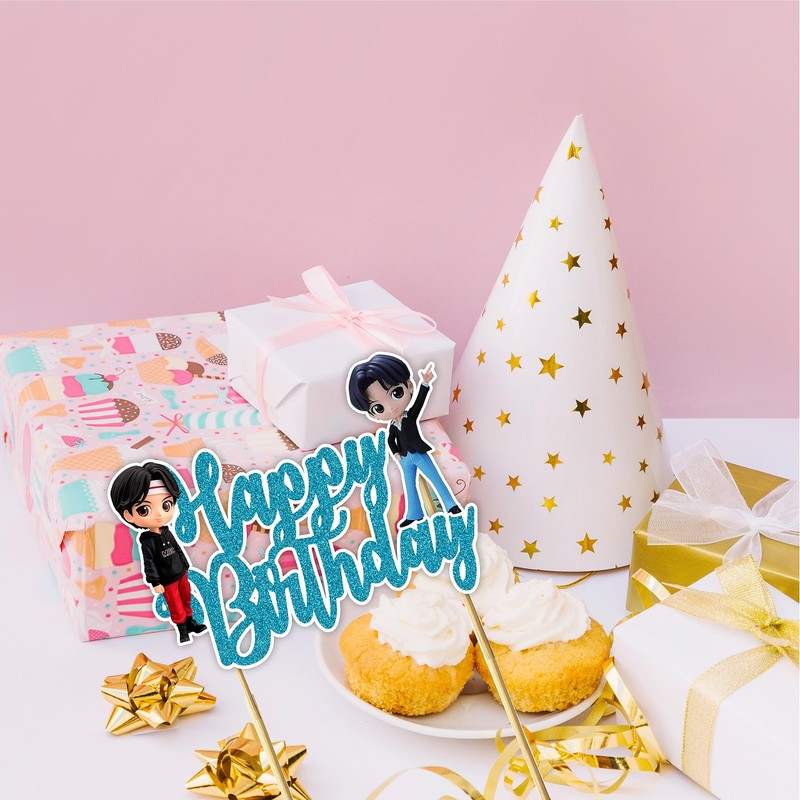 Seyal® Tiny Tan (BTS) Decoración para tarta de feliz cumpleaños