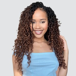 Fulcrum Goddess Locs Crochet Hair 18 Inch, 8 Packs New Faux Locs Crochet Hair for Black Women, Crochet locs with Curly Ends (18Inch (Pack of 8), 1B/4/30#)