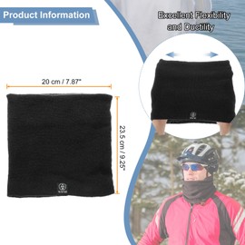HARFINGTON Neck Warmer Winter Knitted Neck Gaiter Winter Face Mask Winter Cotton Fleece Neck Gaiter Windproof Scarf for Men Women Outdoor Ski, Black