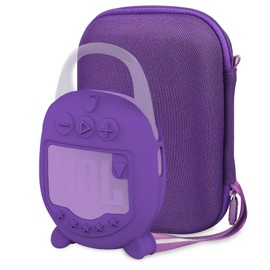 RAWECUD Protective Case for JBL Clip 5 Bluetooth Speaker, Hard Carrying Case and Silicone Cover for Clip 5 Speaker, Stand Up Holder and Carrier (Purple Case)