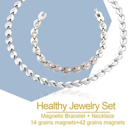 HAQI Magnetic Therapy Bracelet and Necklace Strong Magnetism Bracelet Necklace Magnetic Jewellery Set for Women Magnet