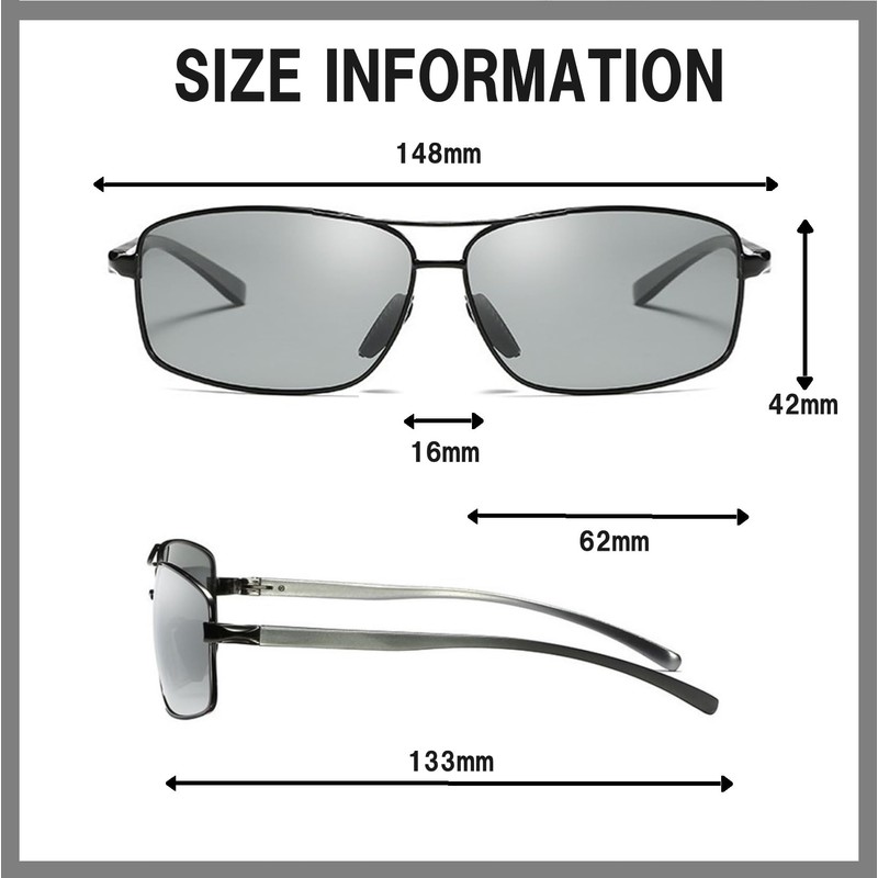 REONAS Men's Polarized + Color Changing Pilot Sunglasses, For Driving,