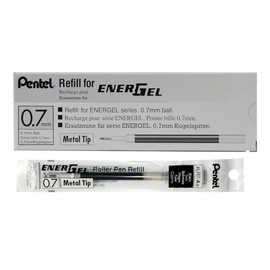 Pentel Pentel Refill Ink for EnerGel Liquid Gel Pen, (0.7mm), Metal Tip, Black Ink, Box of 12 (LR7-A)