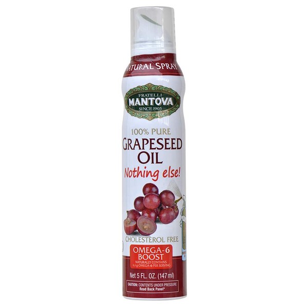 Mantova Grapeseed Oil, 100% Pure Cooking Spray with Omega-6, perfect for grilling, baking, or seasoning for cooking, our oil dispenser bottle lets you spray, drip, or stream with no waste, 5 oz