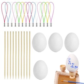 xianshi 85pcs Easter Eggs Decorations Set,Easter Egg Diy Painting Craft Kit, Unpainted Fake White Eggs, for Easter Tree Decorations, Easter Eggs Decoration, Easter DIY Painting Crafts for Kids