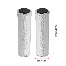 VGEBY1 Bicycle Handlebar End Grips, Bicycle Grips White Handlebar Grips Bicycle Handlebar Grips Hand Stitched PU Bicycle Grips Accessories with Plug (White)