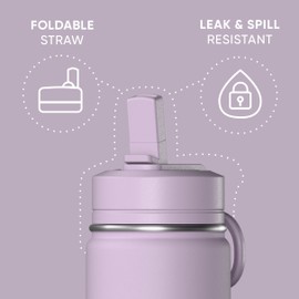 Hydrapeak Mini 14oz Water Bottle with Straw Lid, Insulated Water Bottle, Water Bottle Stainless Steel, Water Bottles (Blush)