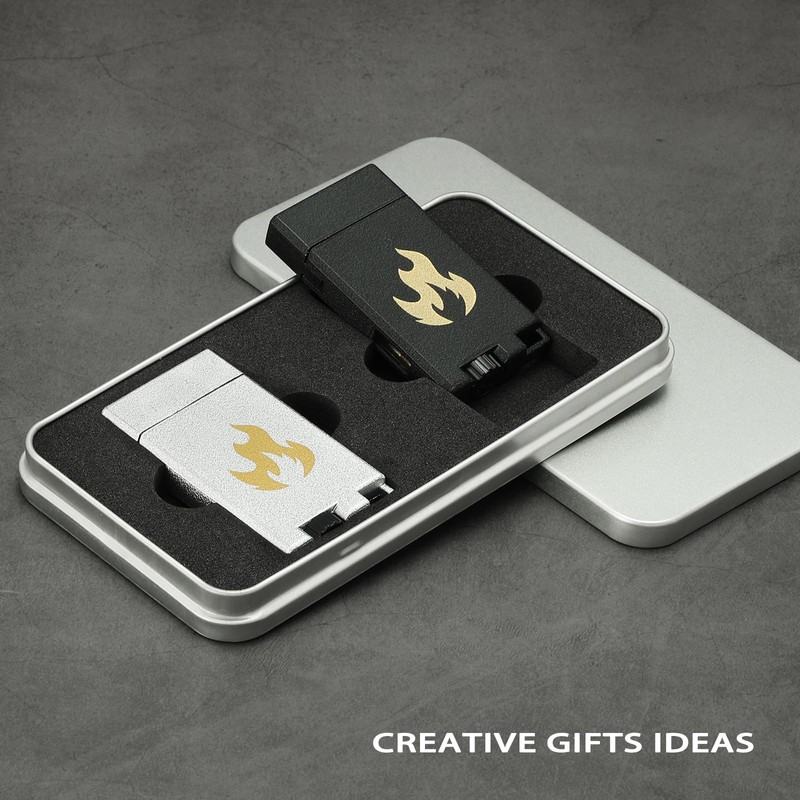 Classic Matte Butane Pocket Lighter, 2 Pack Double Jet Flame