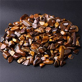Natural Stone 500 pcs Tiger Eyes No Hole Undrilled Irregular Chip Gemstone Beads Rock Gravel Crystal Tumble Stone Minerals Gravel Specimen Stone Energy Decorative Stone Fish Tank Stone