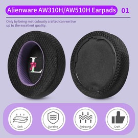 JHK Earpads Cushions Replacement for AW310H Over-Ear Headphones, Ear Pads with Comfort Noise Isolation Foam Ice Silk Fabric Elevate Added Thickness (Mesh)