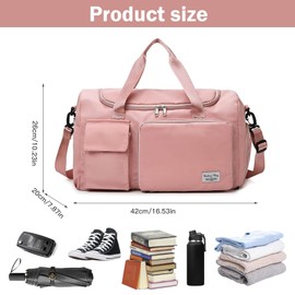 Sports Bag for Men and Women with Shoe Compartment and Wet Compartment, pink, Sports