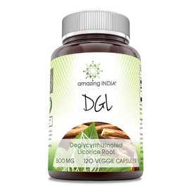 Amazing India DGL 500 mg 120 Veggie Capsules Supplement | Non-GMO | Gluten Free