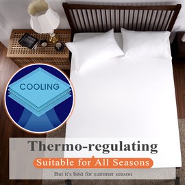 Fitted Sheet 1 Pack California King Size Only Viscose Derived from Bamboo,400 Thread Count,8-16" Deep Pocket,Bottom Sheet Colorfast Soft & Silky & Breathable(1 Fitted Sheet Only, White, Cal King)