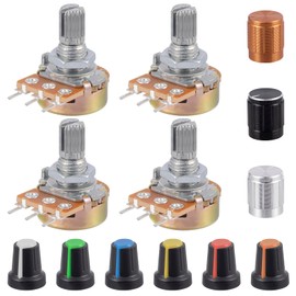 ALLECIN WH148 B1K Potentiometer 15mm Shaft 3Pins Variable Resistor 1K Single-Joint Linear Potentiometers with AG2 Plum Knob Cap and Aluminum Alloy Knobs (Pack of 35pcs)