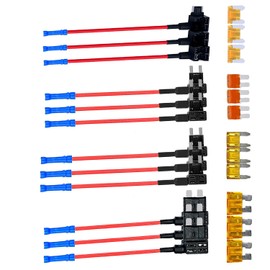 4 Types 12V Add-a-Circuit Adapter and Fuse Kit - Fuse Tap Fuse Holder with MICRO2 Mini ATC ATS Low Profile Tap dapter for Cars Trucks Boats (12 Pack)